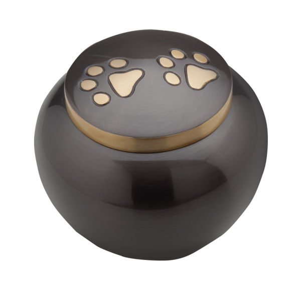 Messingurne, flach, anthrazit, 2 goldene Pfoten 0,70 Ltr.