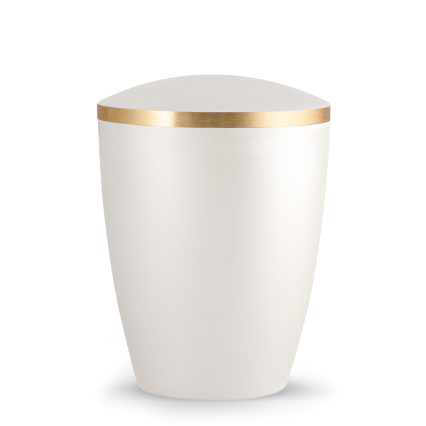 Naturstoffurne Elegance, goldfarbene Banderole