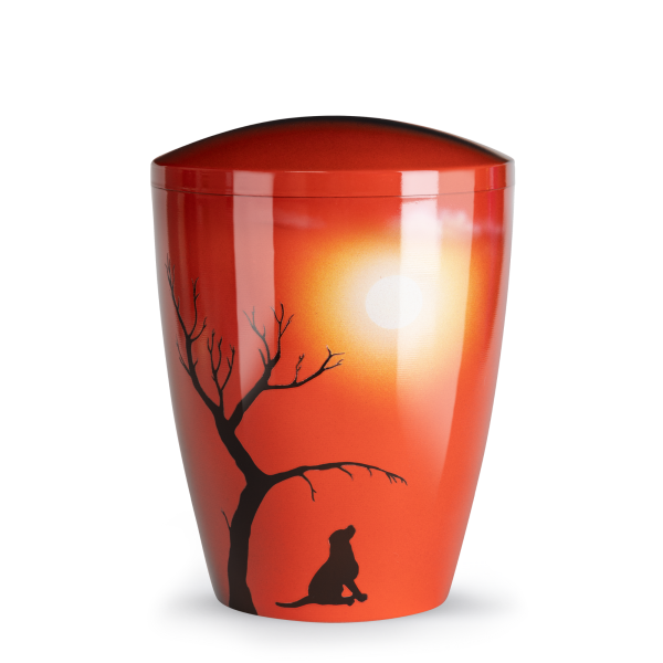 Naturstoffurne, Airbrush, Hund unter Baum