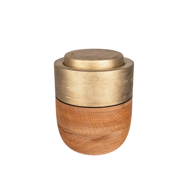 Holzurne Linde, goldener Zierring gebürstet