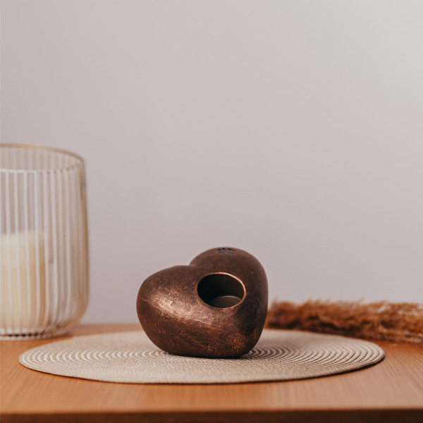 Keramikurne Herz mit Teelicht