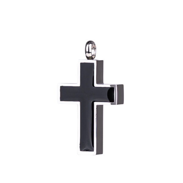 Ascheanhänger Kreuz silber schwarz