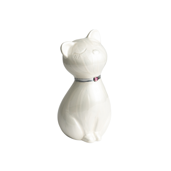 Metallurne Katze mit Kristall Halsband