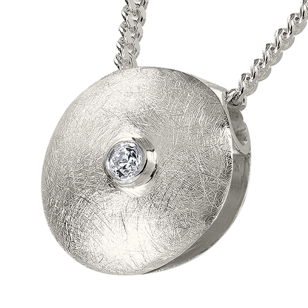 Silber Ascheschmuck, 925er Silber, Kreis mit Zirkonia-Stein