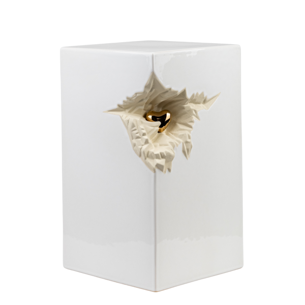 Keramikurne Quader mit goldfarbenem Herz