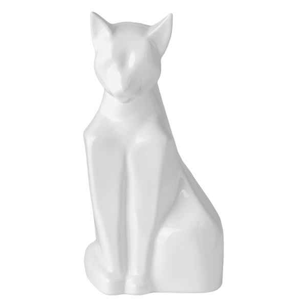 Keramikurne, Katze stehend, schwarz glänzend
