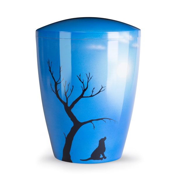 Naturstoffurne, Airbrush, Hund unter Baum