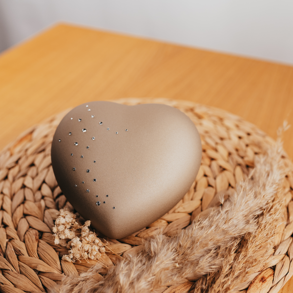 Keramikurne velvet Herz, Kristallsteine