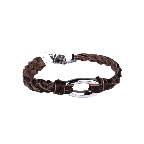 Aschearmband aus geflochtenem Leder und Edelstahl