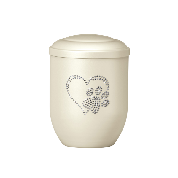 Kupferurne bauchig mit Kristallsteinen