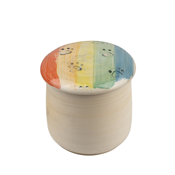 Keramikurne Rainbow mit Pfotenspur