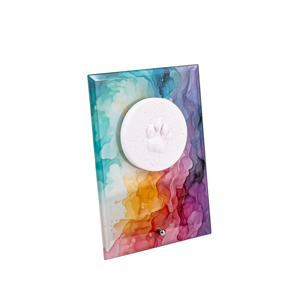 Pfotenabdruck auf Glasplatte inkl. Bedruckung und Beschriftung