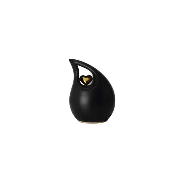 Keramikurne Tropfen mit goldenem Herz