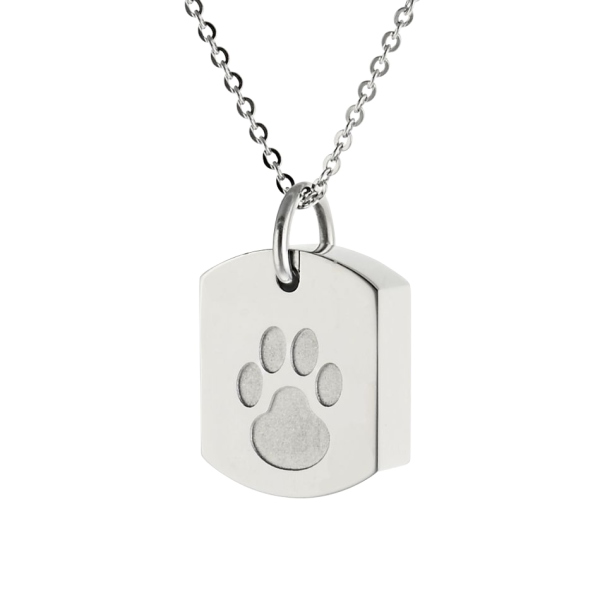 Edelstahl Ascheschmuck, Dog Tag mit Pfotenabdruck