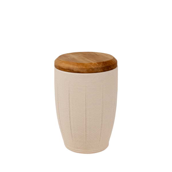 3D-Keramikurne mit Apfelbaumdeckel - biologisch abbaubar