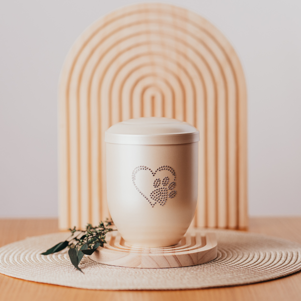 Kupferurne bauchig mit Kristallsteinen