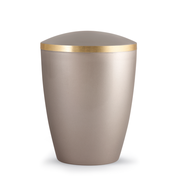 Naturstoffurne Elegance, goldfarbene Banderole