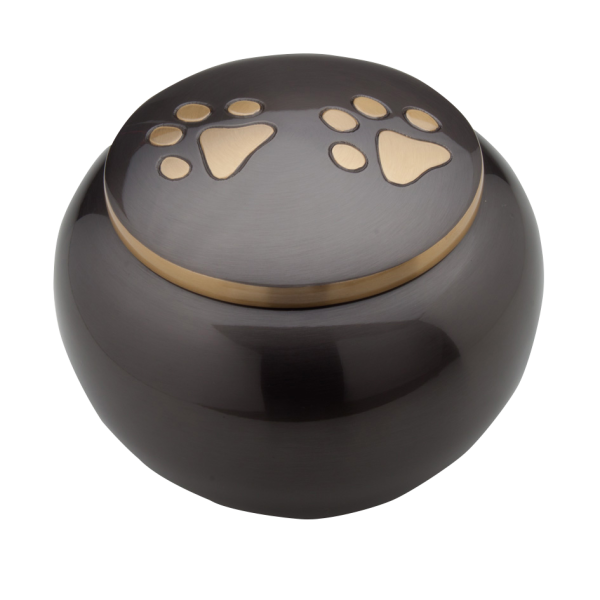 Messingurne, flach, anthrazit, 2 goldene Pfoten 1,30 Ltr.