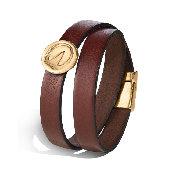 Lederarmband mit Hufabdruck-Nugget