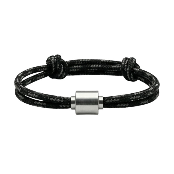 Aschearmband, Barrel, schwarz-grau, silberne Aschekapsel