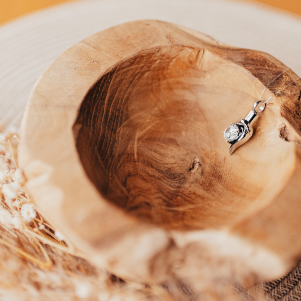 Ascheanhänger mit gefassten Stein