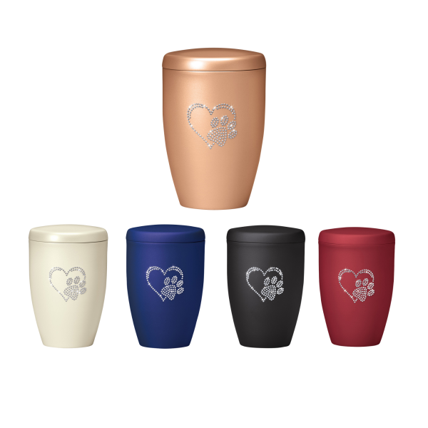 Kupferurne mit Kristallsteinen