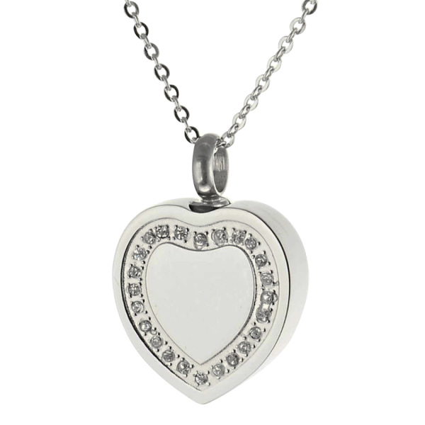 Ascheanhänger Herz mit Zirkoniasteinen