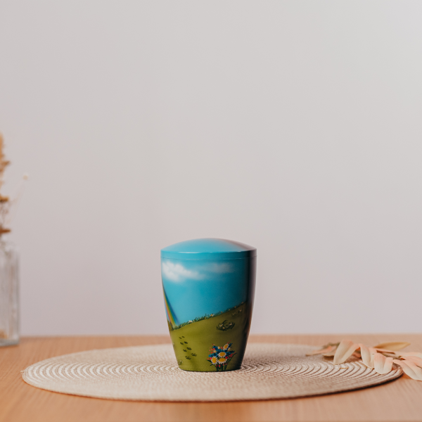 Naturstoffurne, Airbrush, Blumenwiese