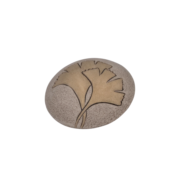 Keramikurne Diskus mit goldfarbenen Ginkoblättern