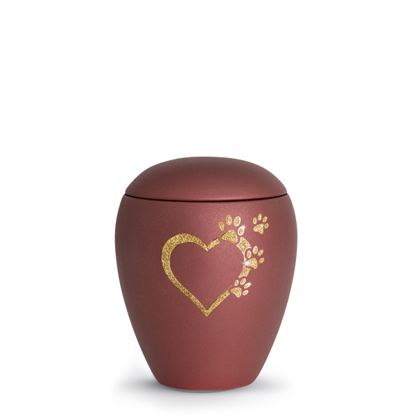 Keramikurne Verona, Herz mit Pfoten