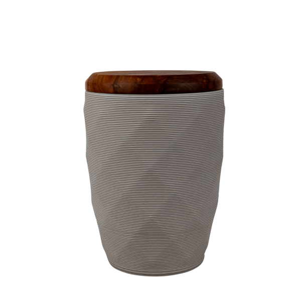 3D-Keramikurne mit Apfelbaumdeckel - biologisch abbaubar