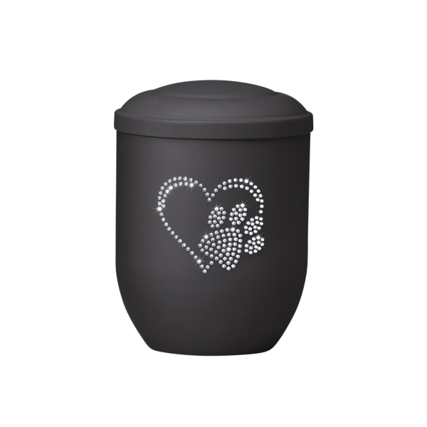 Kupferurne bauchig mit Kristallsteinen