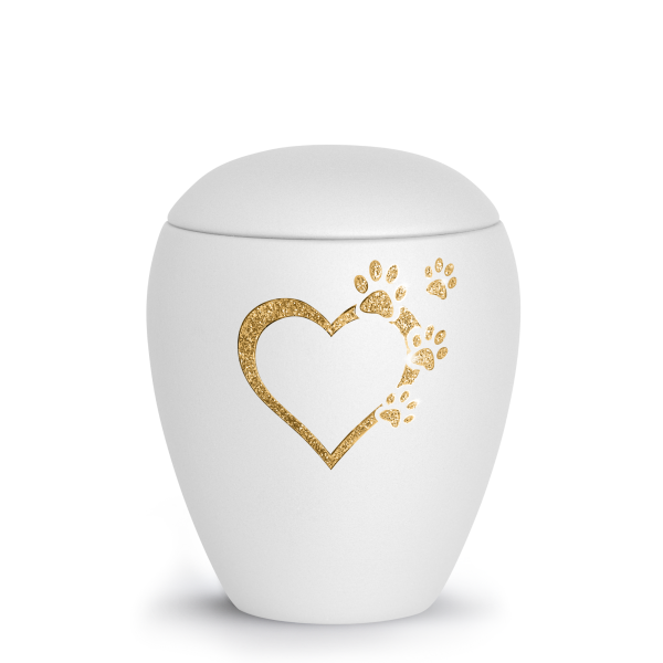 Keramikurne Verona, Herz mit Pfoten