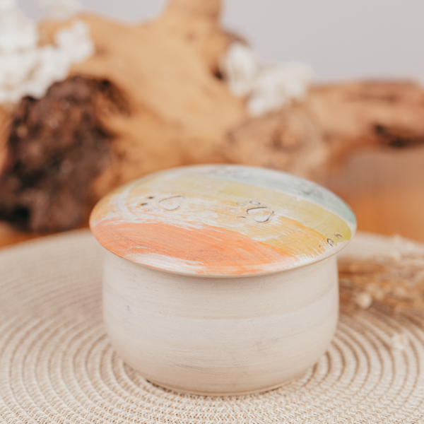 Keramikurne Rainbow mit Pfotenspur