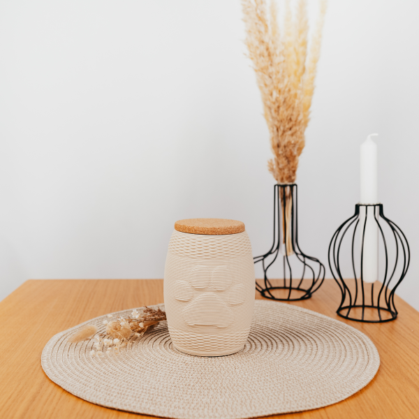 Keramikurne Drum mit Pfote