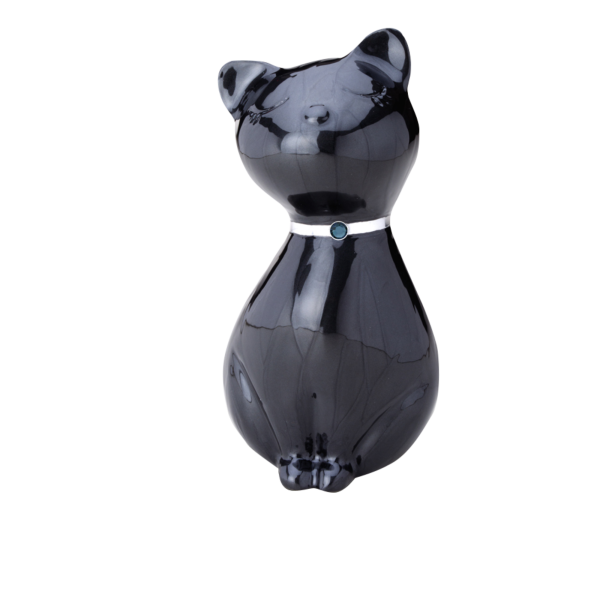 Aluminiumurne Katze mit Kristall Halsband