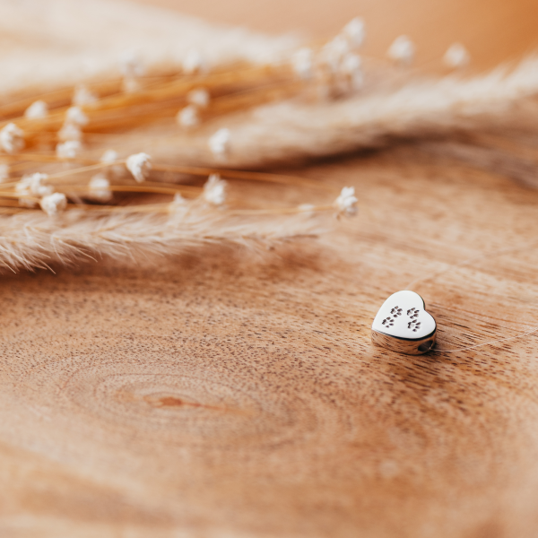 Ascheanhänger Herz mit Pfötchenspur