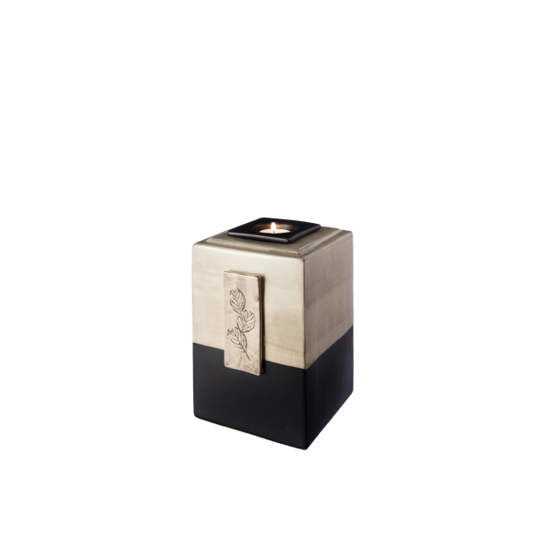 Keramikurne Block mit Teelicht