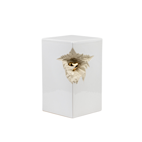 Keramikurne Quader mit goldfarbenem Herz