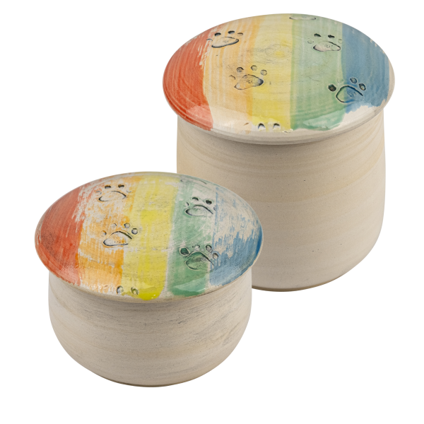 Keramikurne Rainbow mit Pfotenspur