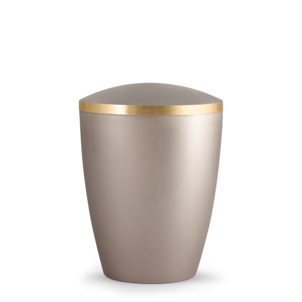 Naturstoffurne Elegance, goldfarbene Banderole