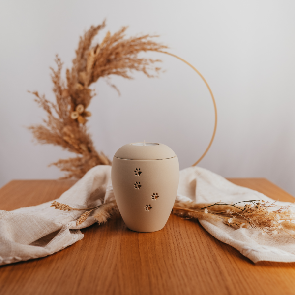 Keramikurne Siena, Pfoten, Teelicht