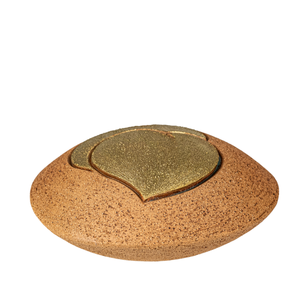 Keramikurne Diskus mit goldenen Herzen