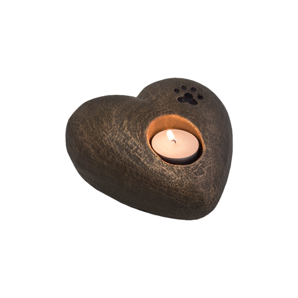 Keramikurne, Herz mit Teelicht