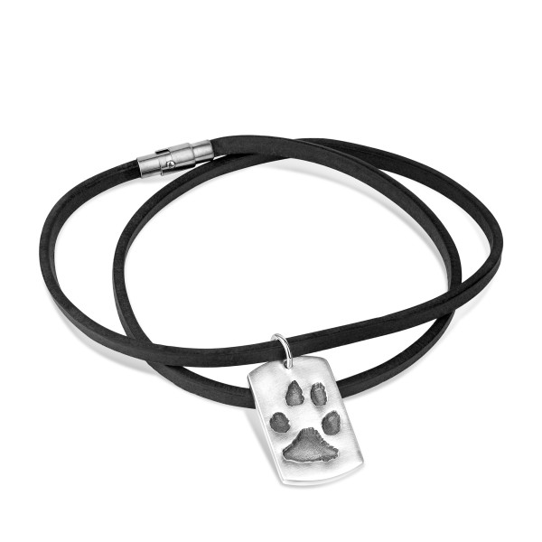 Ledercollier mit Pfötchenabdruckplatte