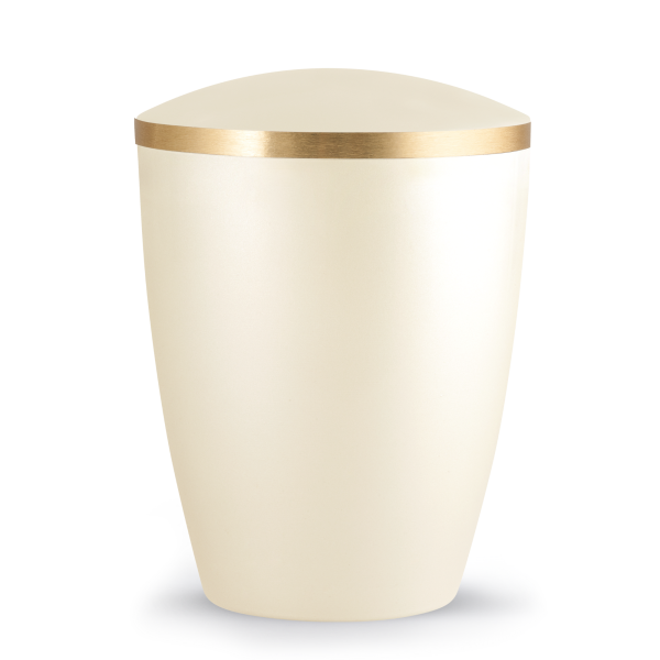 Naturstoffurne Elegance, goldfarbene Banderole