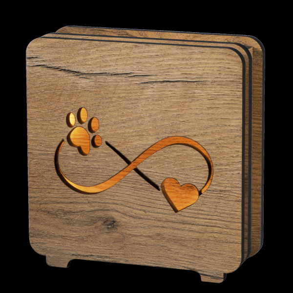 Holzurne Remember mit stimmungsvollem LED-Licht