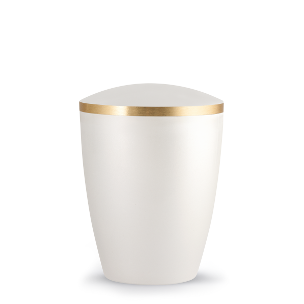 Naturstoffurne Elegance, goldfarbene Banderole