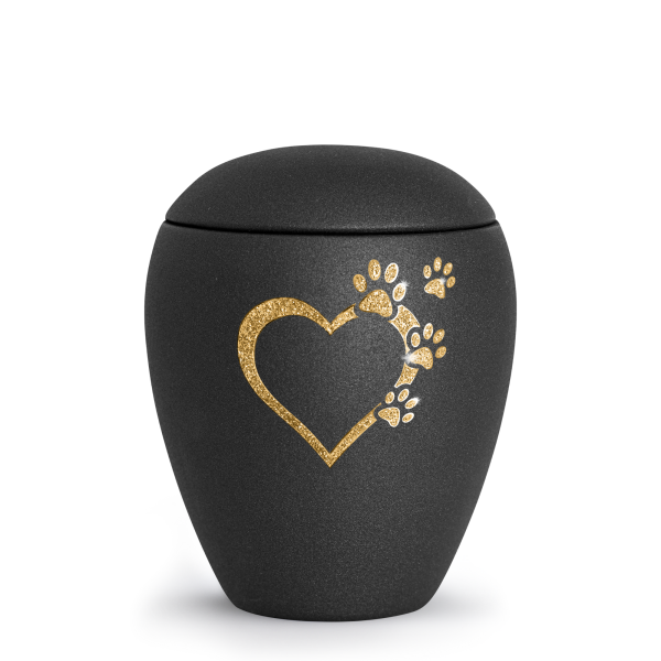 Keramikurne Verona, Herz mit Pfoten