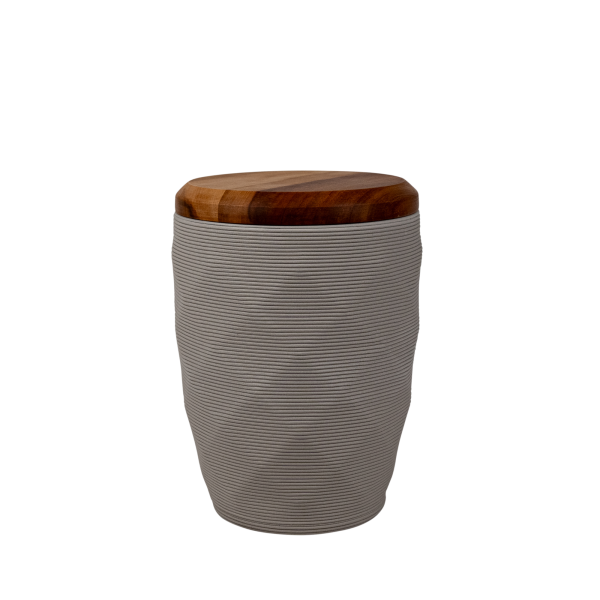 3D-Keramikurne mit Apfelbaumdeckel - biologisch abbaubar